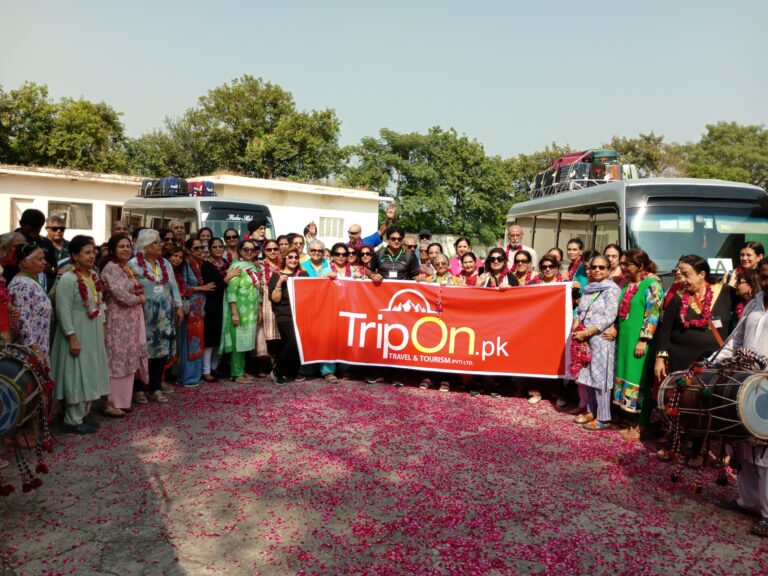 “Sikh pilgrims visiting sacred gurdwaras in Pakistan during Tripon.com.pk pilgrimage tour.”